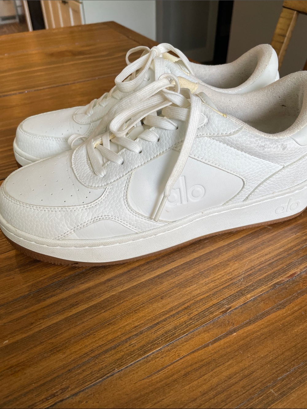 Alo All-White Leather Lace-Up Sneakers